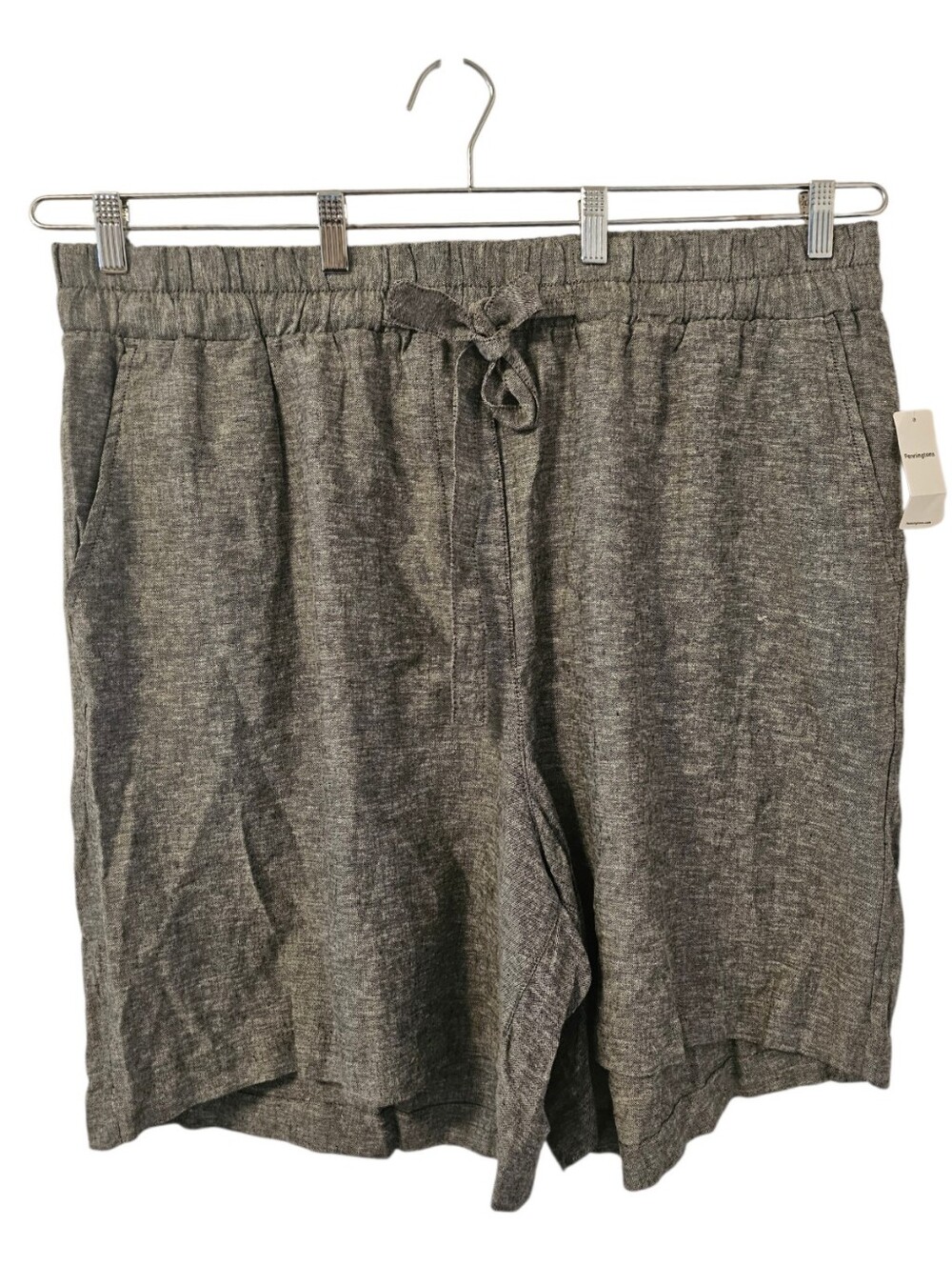 Black and White Penningtons Women's Crosshatch Linen-Blend Shorts